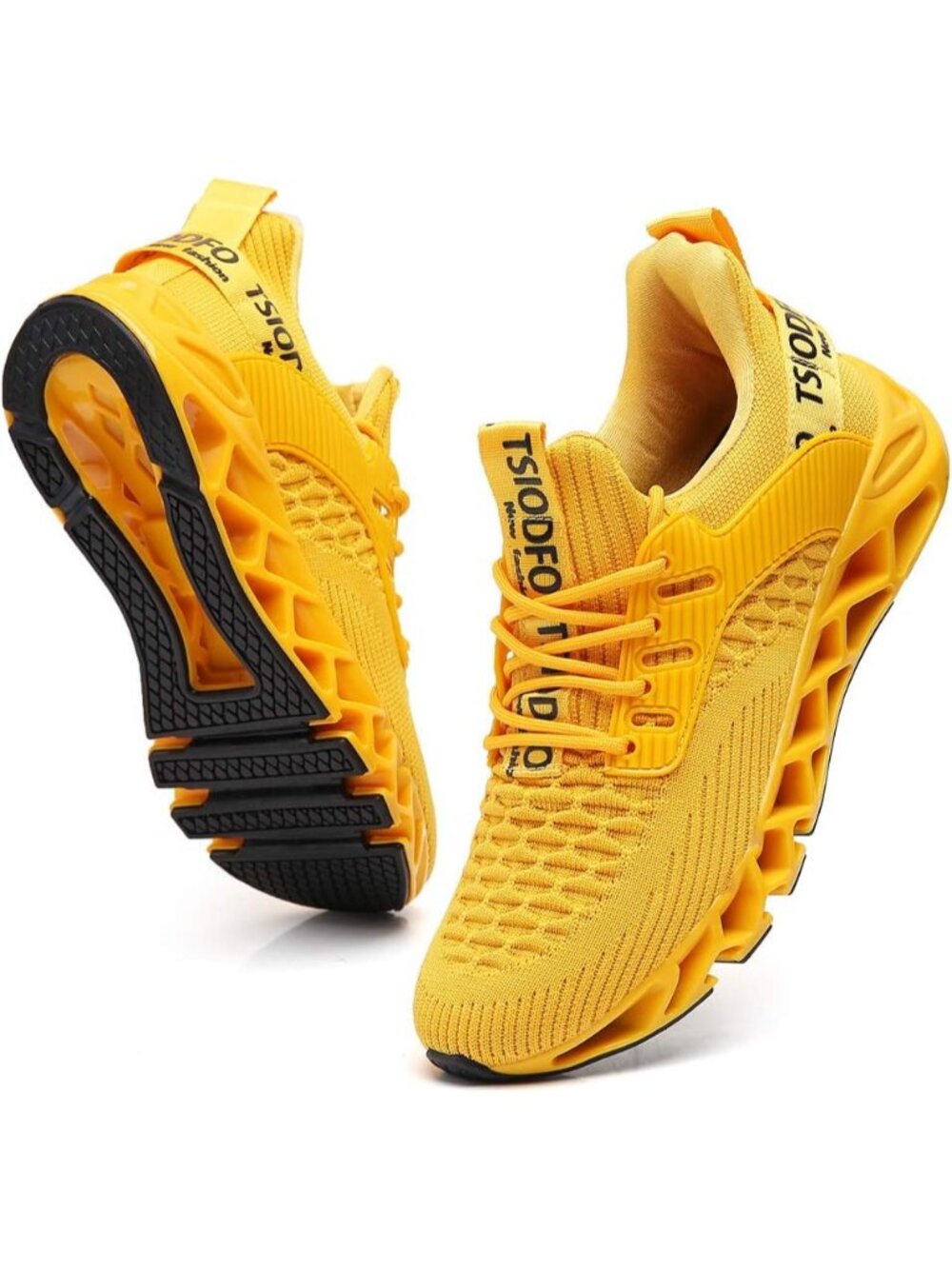 Women's Yellow Mesh Comfortable Athletic Sport Running Tennis Walking Sneakers